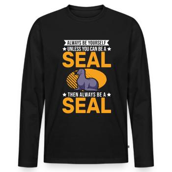 Cadeau de phoque Lion de mer Phoque Lion de mer - T-shirt manches longues Premium bio Homme - noir - Devant - Nico (187cm)