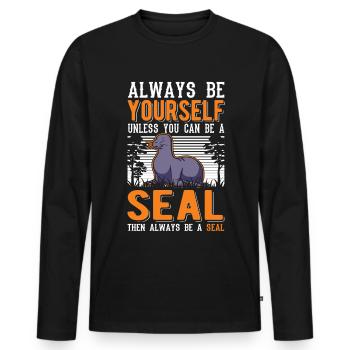 Cadeau de phoque Lion de mer Phoque Lion de mer - T-shirt manches longues Premium bio Homme - noir - Devant - Nico (187cm)