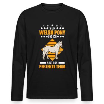 Mein Welsh Pony und ich sind das perfekte Team - Männer Premium Bio Langarmshirt - Schwarz - Vorne - Nico (187cm)
