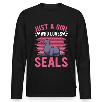 phoques fille phoque lion de mer - T-shirt manches longues Premium bio Homme - noir - Devant - Nico (187cm)