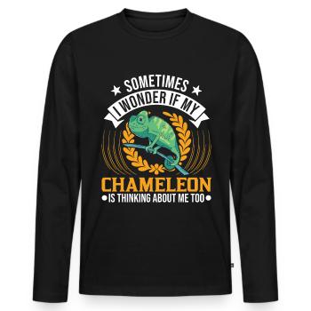 Caméléon Cadeau Caméléon - T-shirt manches longues Premium bio Homme - noir - Devant - Nico (187cm)