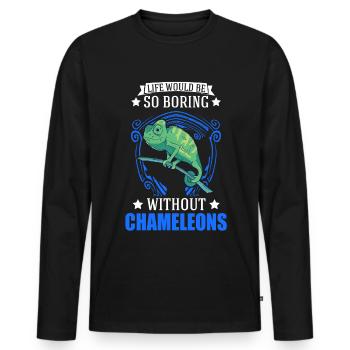 Caméléon Cadeau Caméléon - T-shirt manches longues Premium bio Homme - noir - Devant - Nico (187cm)