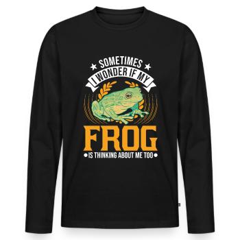 Grenouille cadeau Rainette - T-shirt manches longues Premium bio Homme - noir - Devant - Nico (187cm)