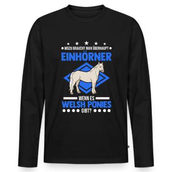 Welsh Pony Einhorn Welsh Pferd - Männer Premium Bio Langarmshirt - Schwarz - Vorne - Nico (187cm)