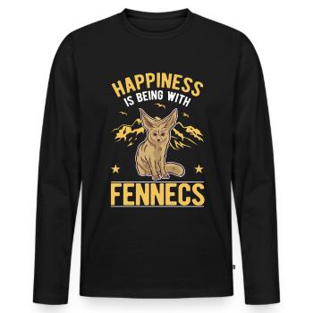 Fennek Glück Wüstenfuchs Fennec - Männer Premium Bio Langarmshirt - Schwarz - Vorne - Nico (187cm)