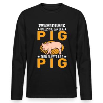 Porc Cadeau Agriculteur Cochon - T-shirt manches longues Premium bio Homme - noir - Devant - Nico (187cm)