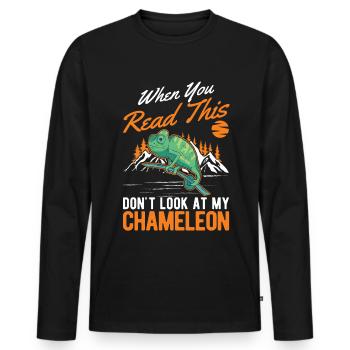 Caméléon Cadeau Caméléon - T-shirt manches longues Premium bio Homme - noir - Devant - Nico (187cm)
