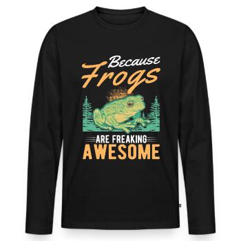 Frog Gift Tree Frog - Men's Premium Organic Long Sleeve Shirt - black - Front - Nico (187cm)
