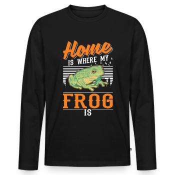 Zuhause ist wo mein Frosch ist - Männer Premium Bio Langarmshirt - Schwarz - Vorne - Nico (187cm)