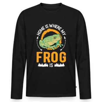 Zuhause ist wo mein Frosch ist - Männer Premium Bio Langarmshirt - Schwarz - Vorne - Nico (187cm)