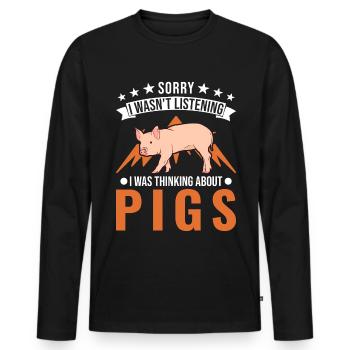 Pigs Farmer Farmer Pigs - Men's Premium Organic Long Sleeve Shirt - black - Front - Nico (187cm)