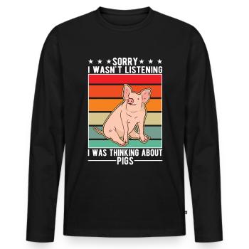 Pigs Farmer Farmer Pigs - Men's Premium Organic Long Sleeve Shirt - black - Front - Nico (187cm)