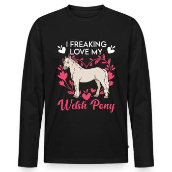 J’adore mon poney gallois - T-shirt manches longues Premium bio Homme - noir - Devant - Nico (187cm)