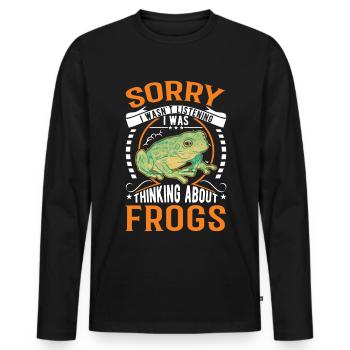 Grenouille cadeau Rainette - T-shirt manches longues Premium bio Homme - noir - Devant - Nico (187cm)