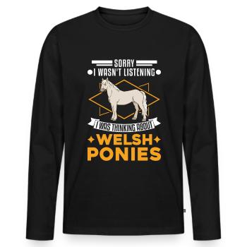 Welsh Pony Geschenk - Männer Premium Bio Langarmshirt - Schwarz - Vorne - Nico (187cm)