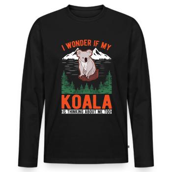 Amoureux des koalas Ours koala - T-shirt manches longues Premium bio Homme - noir - Devant - Nico (187cm)