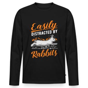 Facilement distrait par Rabbits Rabbit Rabbit - T-shirt manches longues Premium bio Homme - noir - Devant - Nico (187cm)