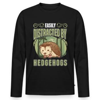 Easily distracted by Hedgehogs Igel - Men's Premium Organic Long Sleeve Shirt - black - Front - Nico (187cm)
