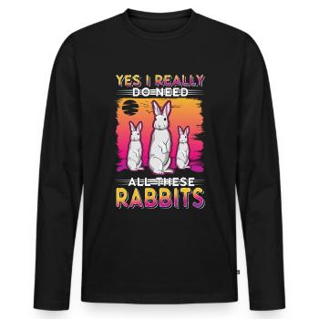 Lapin Cadeau Lapin Lapin Lapin - T-shirt manches longues Premium bio Homme - noir - Devant - Nico (187cm)