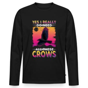 Crow Gift Raven Crow - Men's Premium Organic Long Sleeve Shirt - black - Front - Nico (187cm)