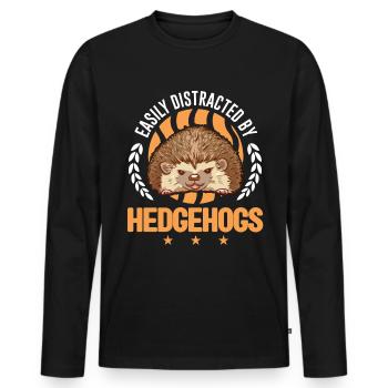 Easily distracted by Hedgehogs Igel - Men's Premium Organic Long Sleeve Shirt - black - Front - Nico (187cm)