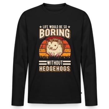 Hedgehog Gift Stacheligel - Men's Premium Organic Long Sleeve Shirt - black - Front - Nico (187cm)