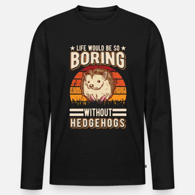 Igel Geschenk Stacheligel - Männer Premium Bio Langarmshirt - Schwarz