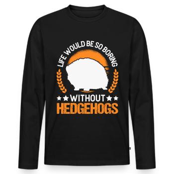 Hérisson Cadeau Stacheligel - T-shirt manches longues Premium bio Homme - noir - Devant - Nico (187cm)