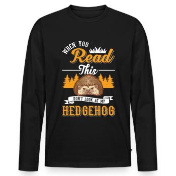 Hedgehog Gift Stacheligel - Men's Premium Organic Long Sleeve Shirt - black - Front - Nico (187cm)