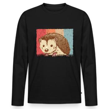 Igel Retro Stacheligel Vintage - Männer Premium Bio Langarmshirt - Schwarz - Vorne - Nico (187cm)