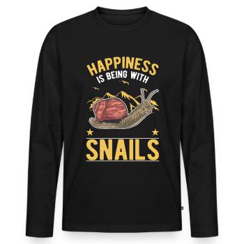 Happiness is being with Snails Schnecke - Männer Premium Bio Langarmshirt - Schwarz - Vorne - Nico (187cm)