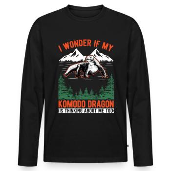 Komodowaran Waran Komododrache - Männer Premium Bio Langarmshirt - Schwarz - Vorne - Nico (187cm)