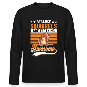 Écureuil Cadeau Écureuil Gris Écureuil - T-shirt manches longues Premium bio Homme - noir - Devant - Nico (187cm)
