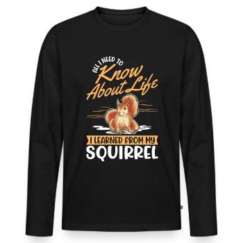 Écureuil Cadeau Écureuil Gris - T-shirt manches longues Premium bio Homme - noir - Devant - Nico (187cm)