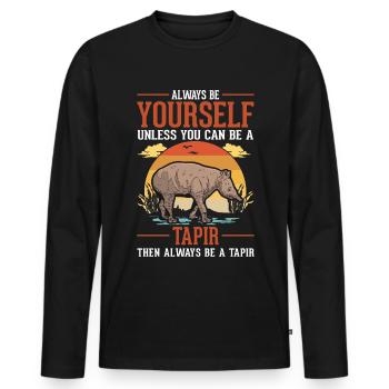 Always be yourself Tapir Lowland Tapir - Men's Premium Organic Long Sleeve Shirt - black - Front - Nico (187cm)
