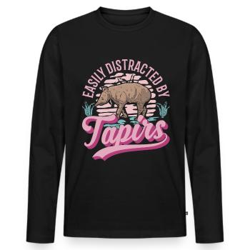 Easily distracted by Tapirs - Männer Premium Bio Langarmshirt - Schwarz - Vorne - Nico (187cm)