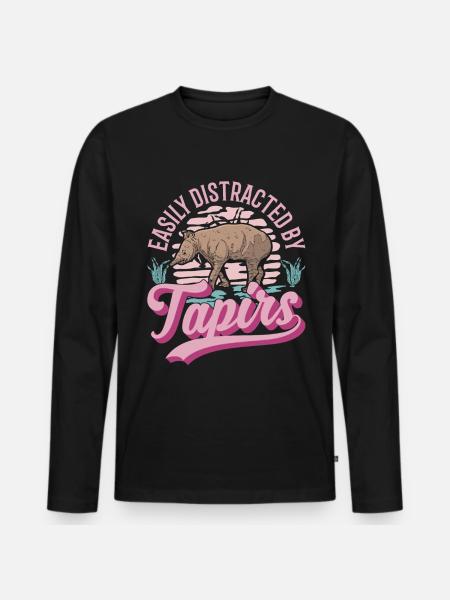 Easily distracted by Tapirs - Männer Premium Bio Langarmshirt - Schwarz