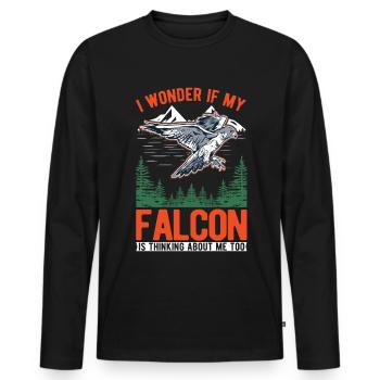 Falcon Gift Falcon Breeding Falcon Breeder Falconer - Men's Premium Organic Long Sleeve Shirt - black - Front - Nico (187cm)