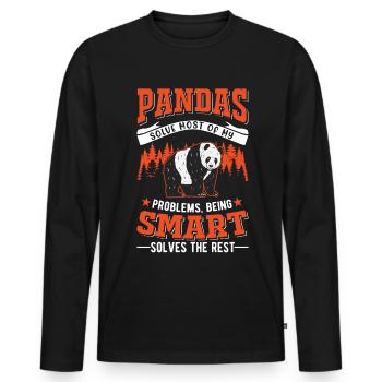 Panda Lover Panda Bear Gift - Men's Premium Organic Long Sleeve Shirt - black - Front - Nico (187cm)