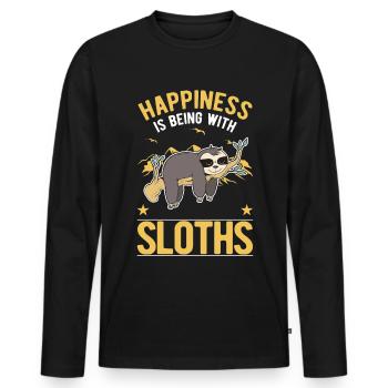 Sloth Luck Sloth - Men's Premium Organic Long Sleeve Shirt - black - Front - Nico (187cm)