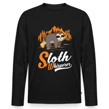 Faultier Flüsterer Sloth Whisperer - T-shirt manches longues Premium bio Homme - noir - Devant - Nico (187cm)