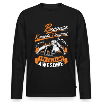 Parce que les dragons de Komodo sont géniaux - T-shirt manches longues Premium bio Homme - noir - Devant - Nico (187cm)