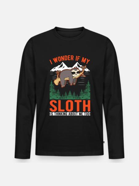 Faultier Liebhaber - Männer Premium Bio Langarmshirt - Schwarz