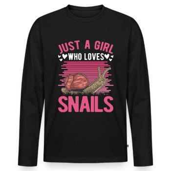 Schnecken Mädchen Snail Girl - Männer Premium Bio Langarmshirt - Schwarz - Vorne - Nico (187cm)