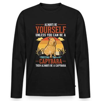 Sois toujours toi-même Capybara Wasserschwein Capibara - T-shirt manches longues Premium bio Homme - noir - Devant - Nico (187cm)
