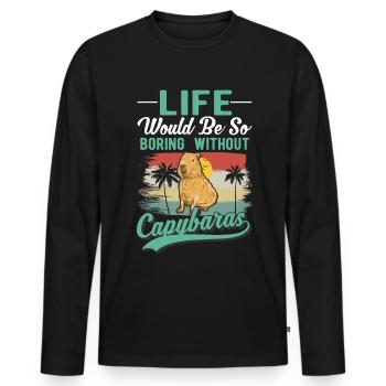 Capybara Gift Capibara capybara - Men's Premium Organic Long Sleeve Shirt - black - Front - Nico (187cm)