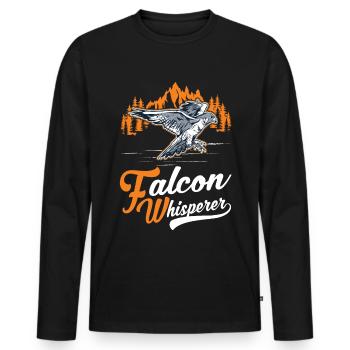 Faucons Chuchoteurs Fauconnier Faucon crécerelle Fauconnerie - T-shirt manches longues Premium bio Homme - noir - Devant - Nico (187cm)