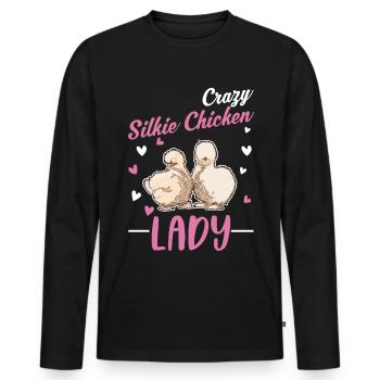 Crazy Silk Chicken Woman - Men's Premium Organic Long Sleeve Shirt - black - Front - Nico (187cm)