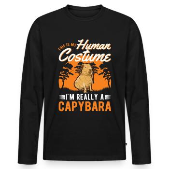 Capybara Costume Humain Wasserschwein Capibara - T-shirt manches longues Premium bio Homme - noir - Devant - Nico (187cm)