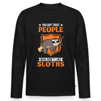 Sloth Lover - Men's Premium Organic Long Sleeve Shirt - black - Front - Nico (187cm)